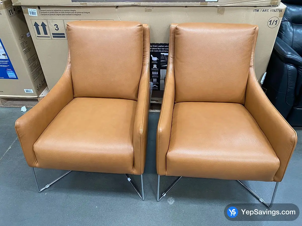 Costco NATUZZI - TAN BROWN LEATHER ACCENT CHAIR - Canada (ITM 1752776)