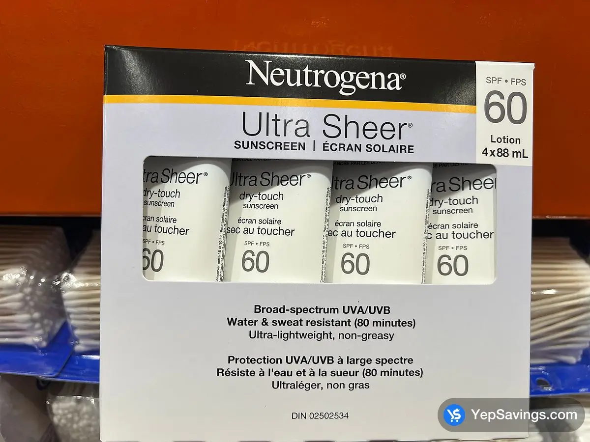 NEUTROGENA ULTRA SHEER SPF 60 OXY-FREE 4 X 88 ml ITM 1456632 at Costco