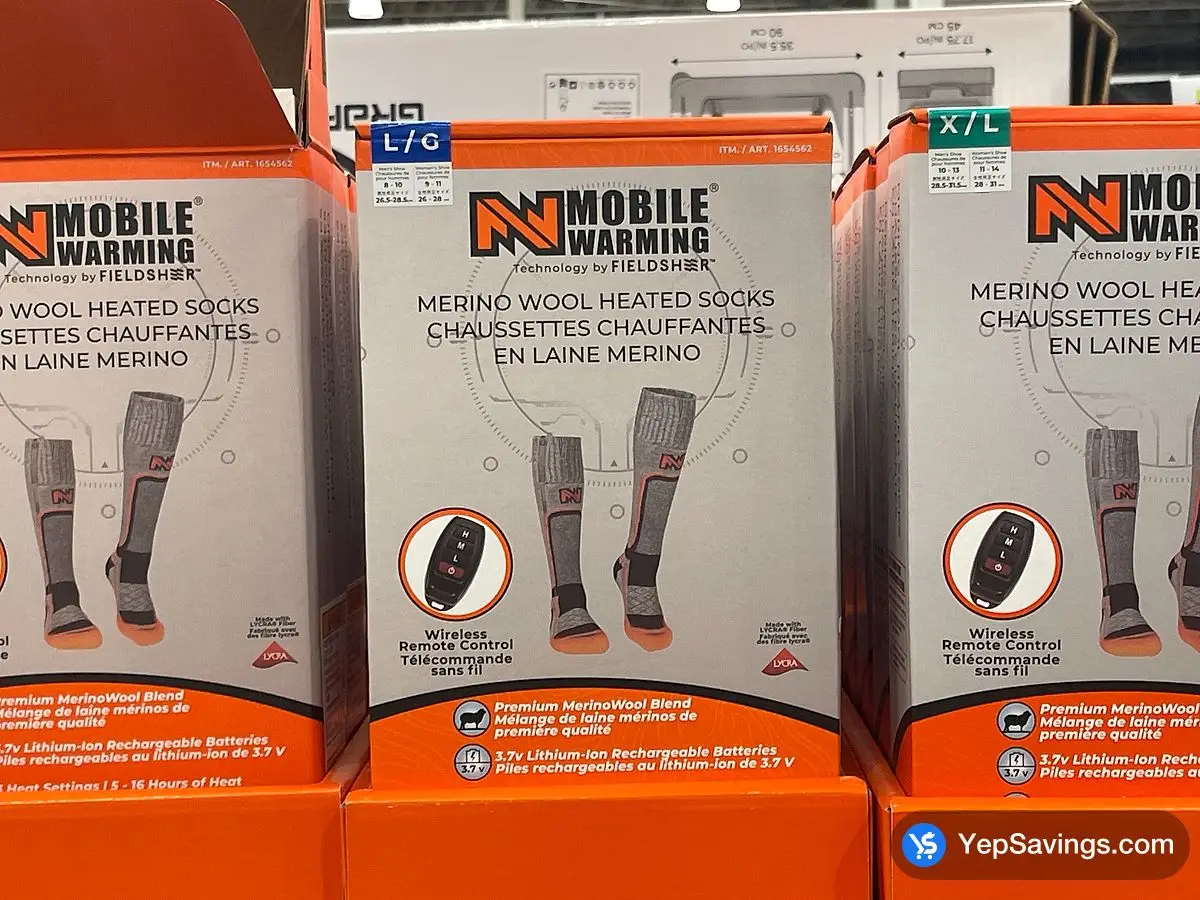 MOBILE WARMING HEATED SOCKS SIZES M - XL ITM 1654562 at Costco