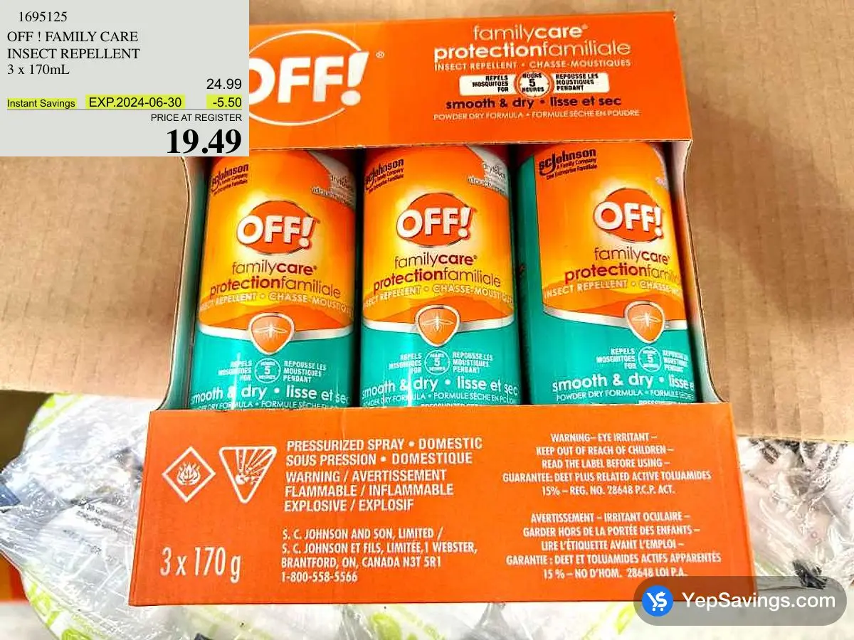 OFF ! FAMILY CARE INSECT REPELLENT 3 x 170mL at Costco Brant St Burlington