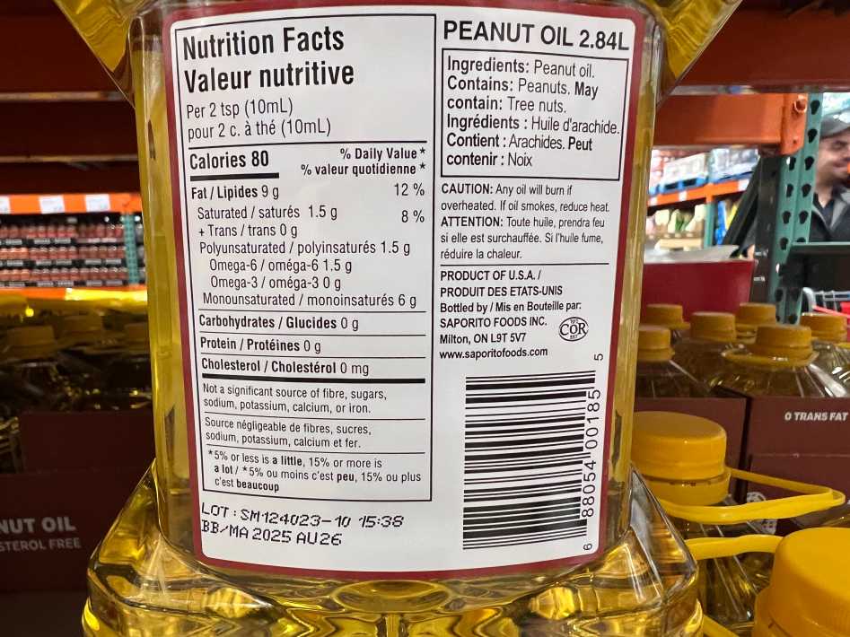 Costco SAPORITO PEANUT OIL 2.84 L - Canada (ITM 1713240)