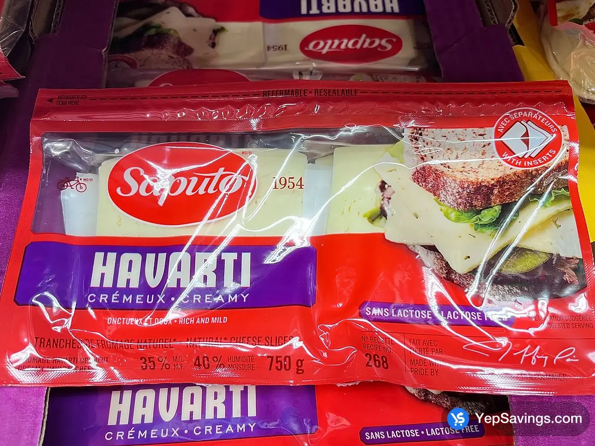 Costco SAPUTO SLICED HAVARTI 750 g - Canada (ITM 1791636)