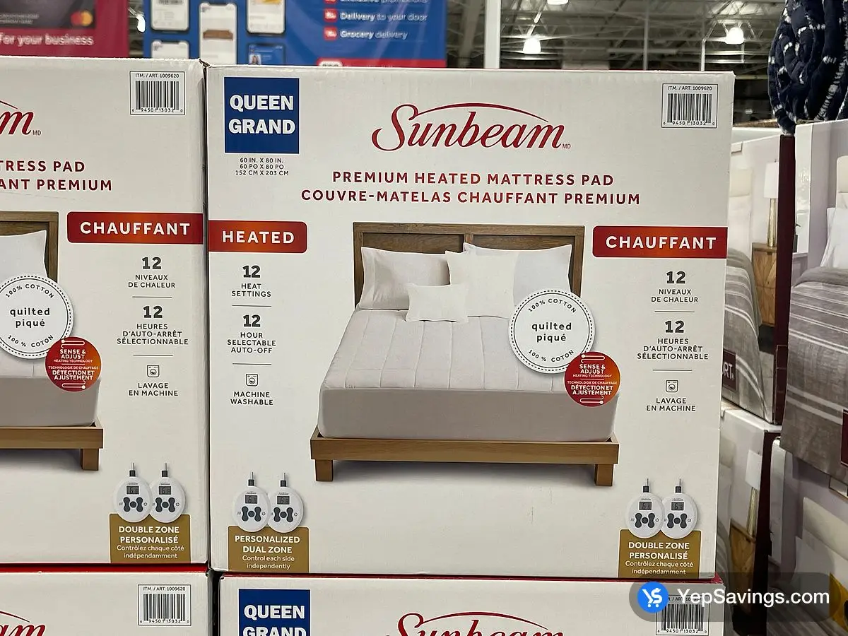 Costco SUNBEAM HEATED MATTRESS PAD QUEEN - 60 " X 80 " - Canada (ITM 1009620)