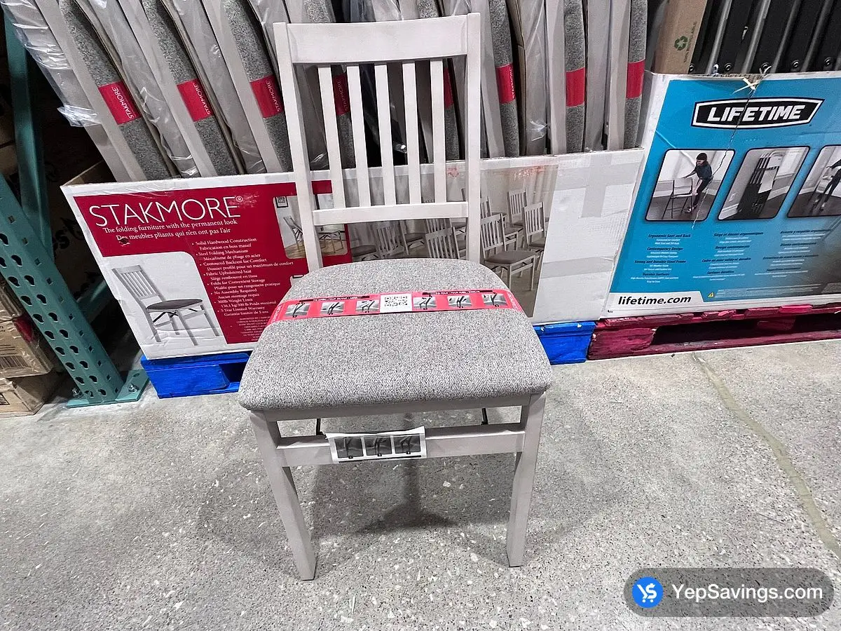 Costco STAKMORE FOLDING WOODEN CHAIR WHITE GREY - Canada (ITM 1748129)