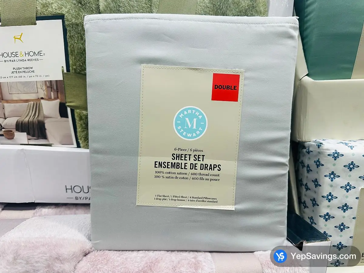 MARTHA STEWART COTTON SHEET SET DOUBLE 6PC ITM 1915200 at Costco