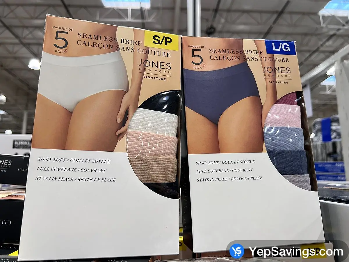The @jonesnewyork silky soft seamless folull coverage briefs come in sizes  S-XXL, 5-Pack & they are on sale $13.99 reg $17.99
