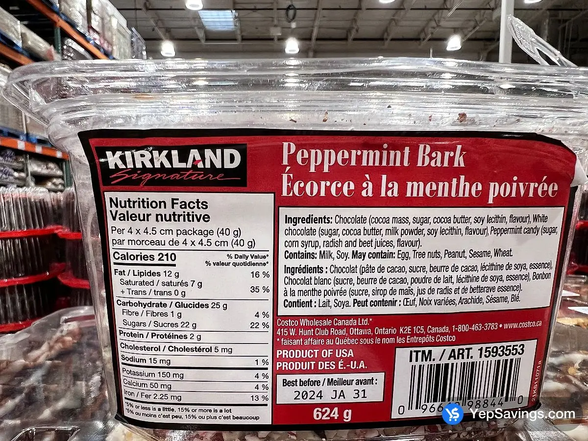 Costco BELGIAN CHOCOLATE PEPPERMINT BARK 624 g - Canada (ITM 1593553)