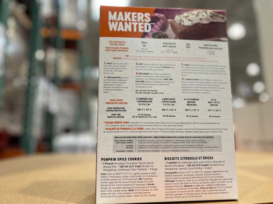 Costco KRUSTEAZ PUMPKIN SPICE MIX 3x423 g - Canada (ITM 1757237)