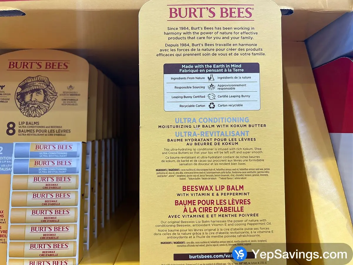 Costco BURT'S BEES LIP BALM pack of 8 - Canada (ITM 1411442)