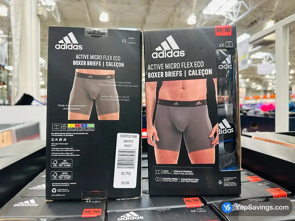 ADIDAS ACTIVE BOXERS 4PK + MENS SIZES S - XL ITM 5997271 at Costco