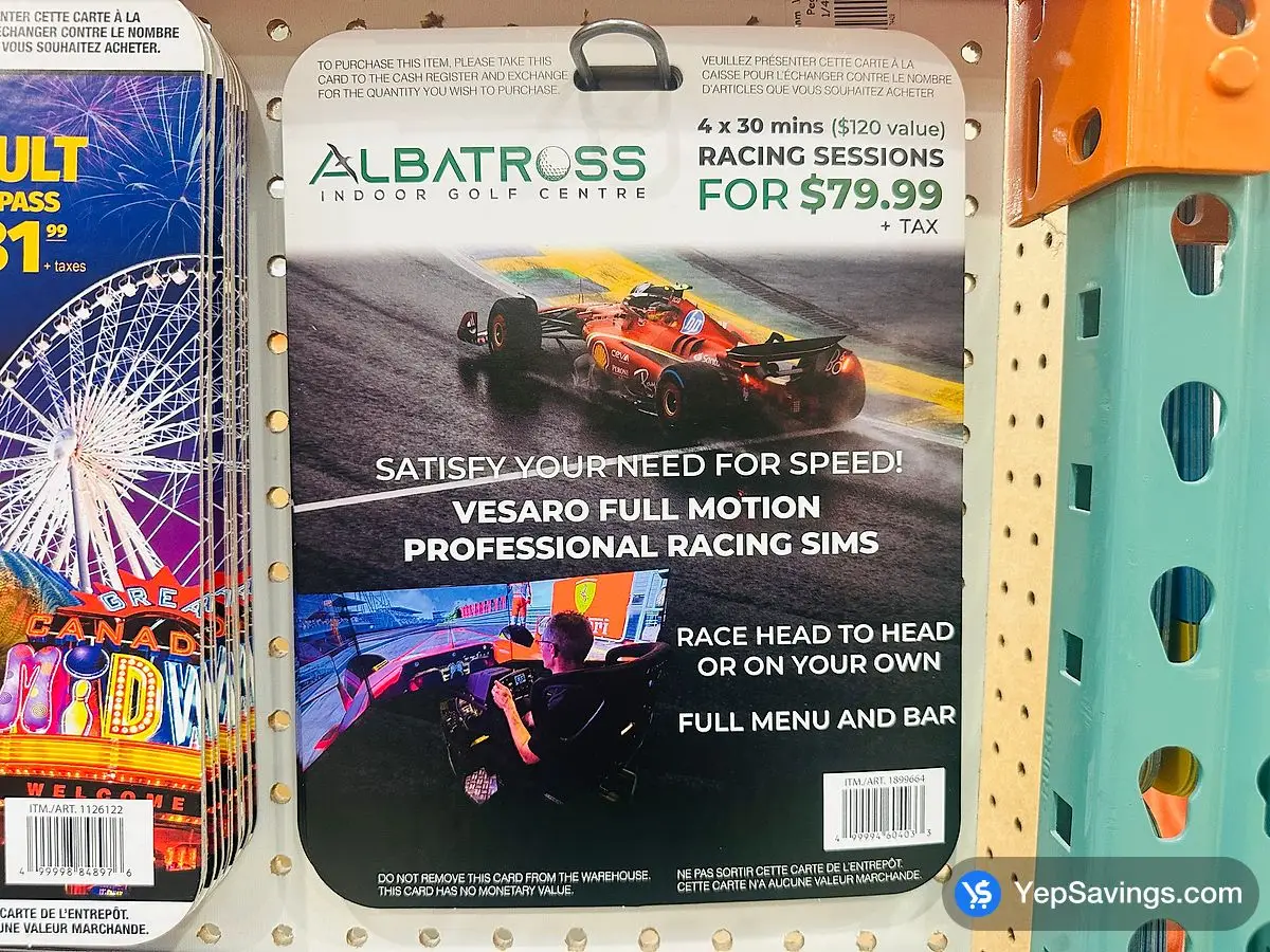 Costco ALBATROSS VR F1 RACING 4 X 30 MINS SESSIONS ITEM IS NON - REFUNDABLE - Canada (ITM 1899664)