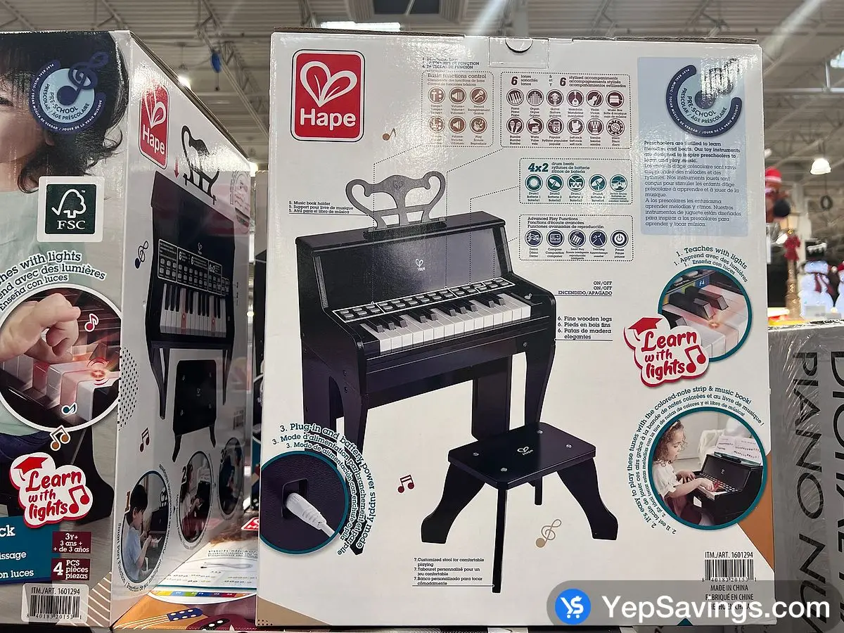Costco HAPE PIANO WITH STOOL LEARN WITH LIGHTS - Canada (ITM 1601294)