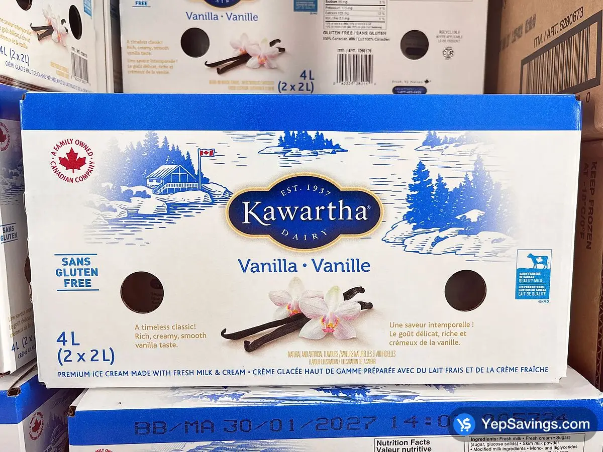 Costco KAWARTHA DAIRY VANILLA ICE CREAM 2 x 2L PER BOX - Canada (ITM 1260170)