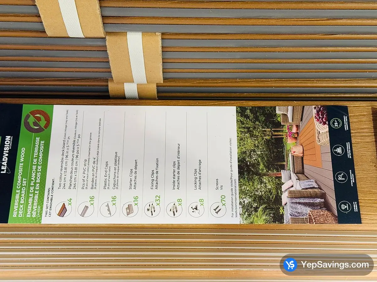 Costco LEADVISION COMPOSITE DECK BOARD 8ft . PACK OF 4 - Canada (ITM 1885794)