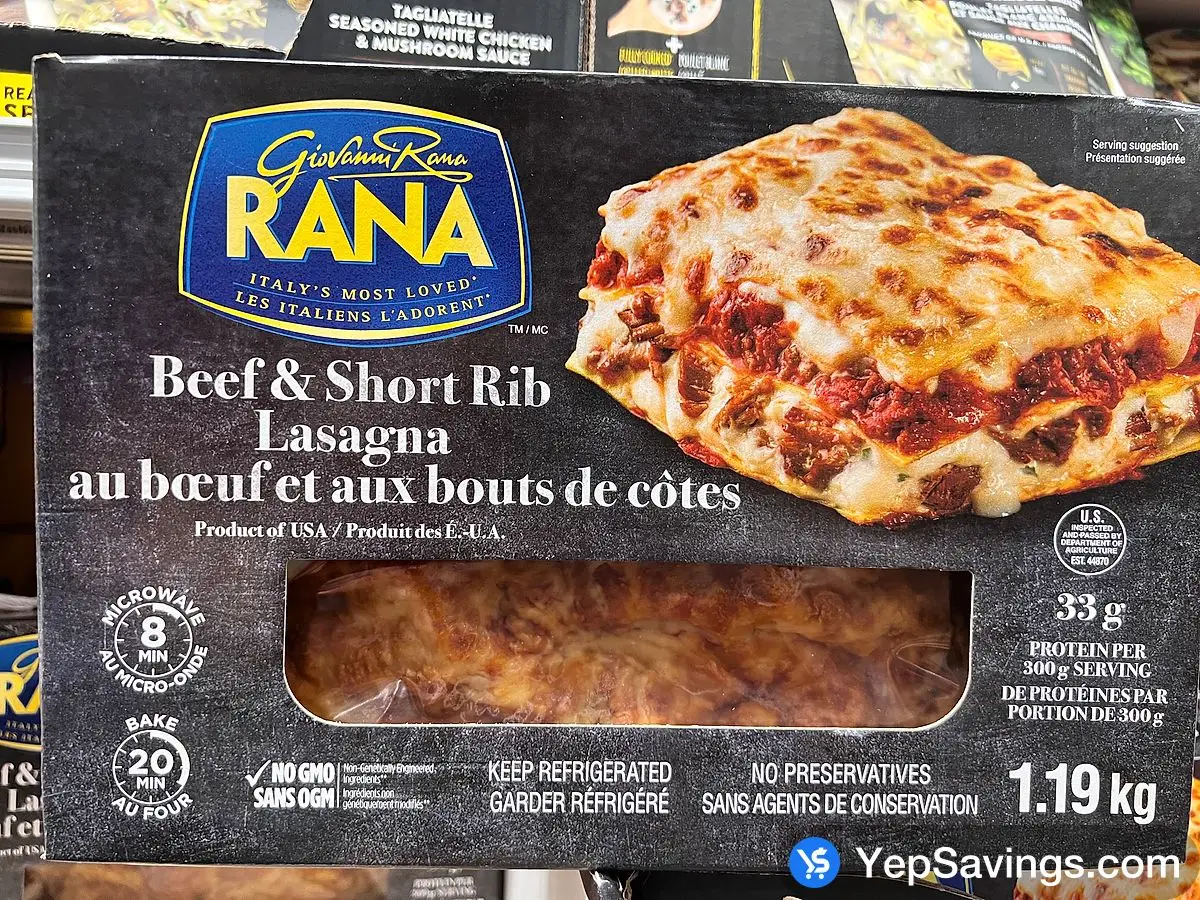 RANA BEEF SHORT RIB LASAGNA 1.19 kg ITM 8882348 at Costco