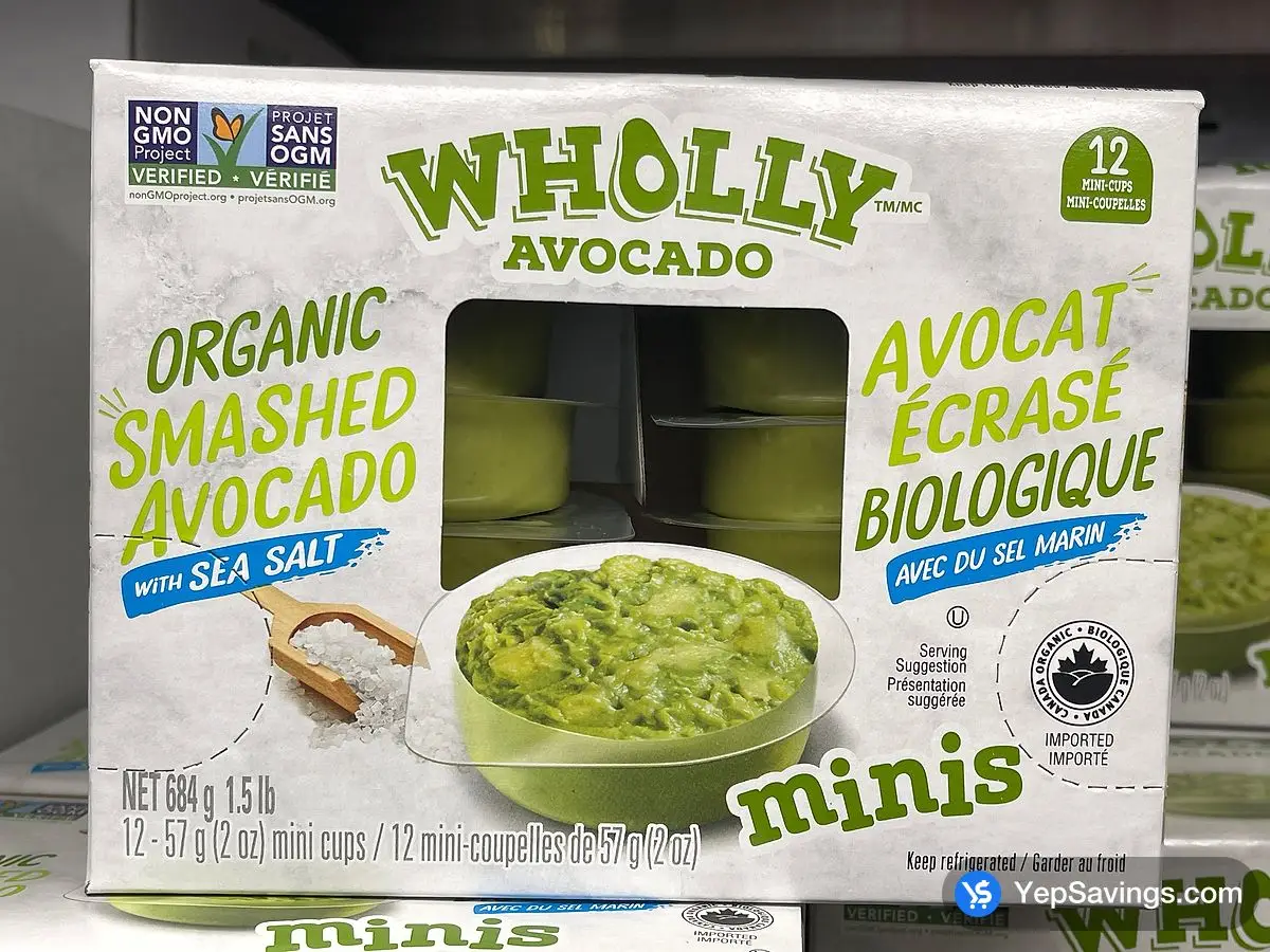 Costco WHOLLY GUACAMOLE ORGANIC SMASHD AVOCADO 12 x 57 g - Canada (ITM 1816281)