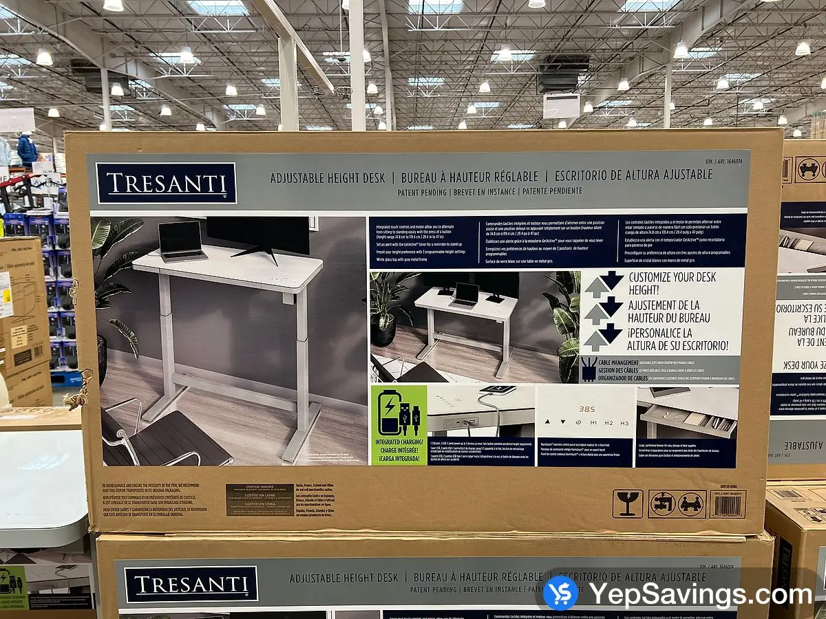 TRESANTI GELLER ADJUSTABLE HEIGHT DESK WHITE ITM 1646074 at Costco