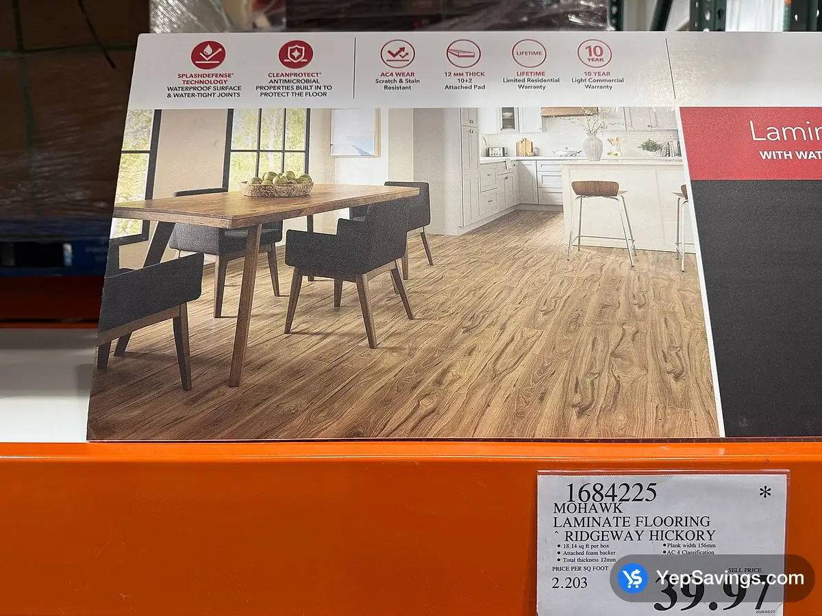 Costco MOHAWK LAMINATE FLOORING RIDGEWAY HICKORY - Canada (ITM 1684225)