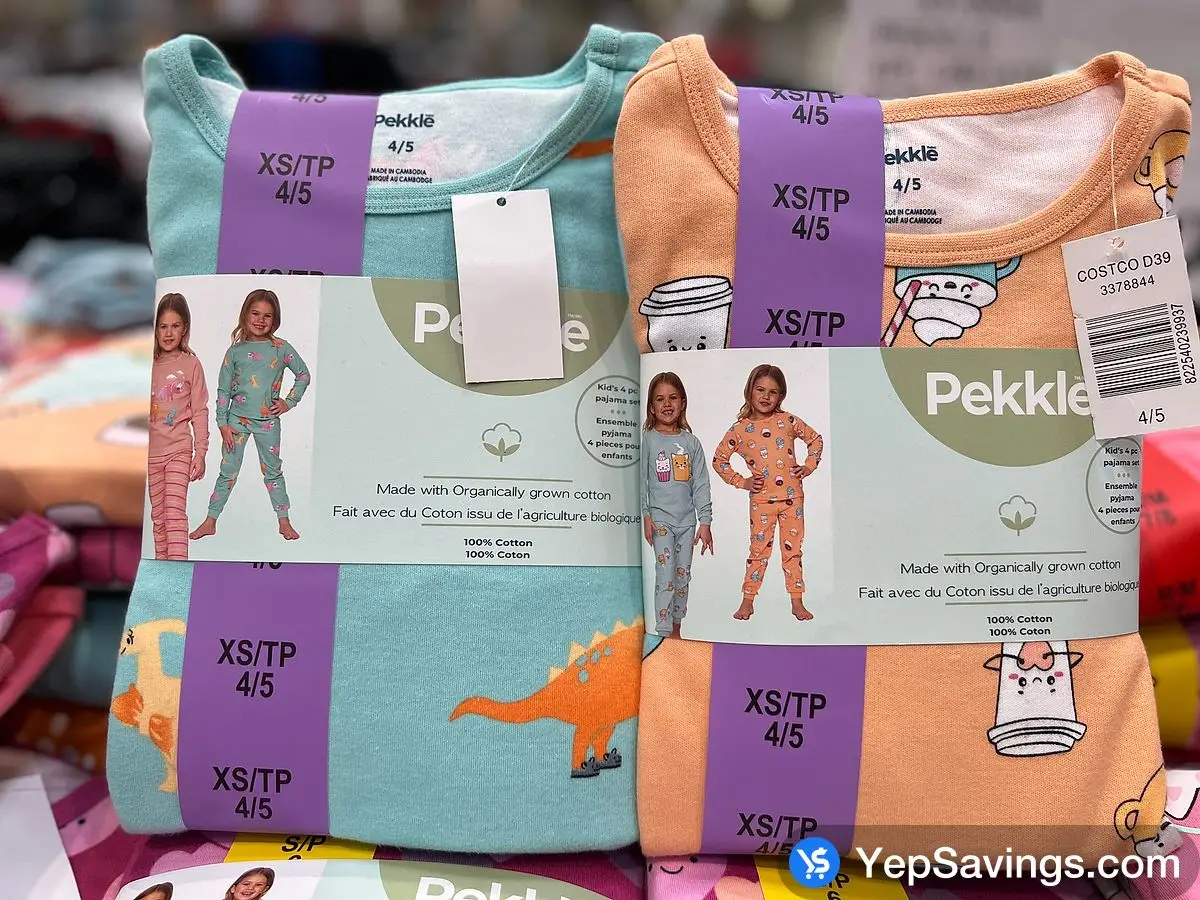 Costco PEKKLE 4PC ORGANIC COTTON PJ SIZES 2 / 3-10 / 12 - Canada (ITM 3378843)
