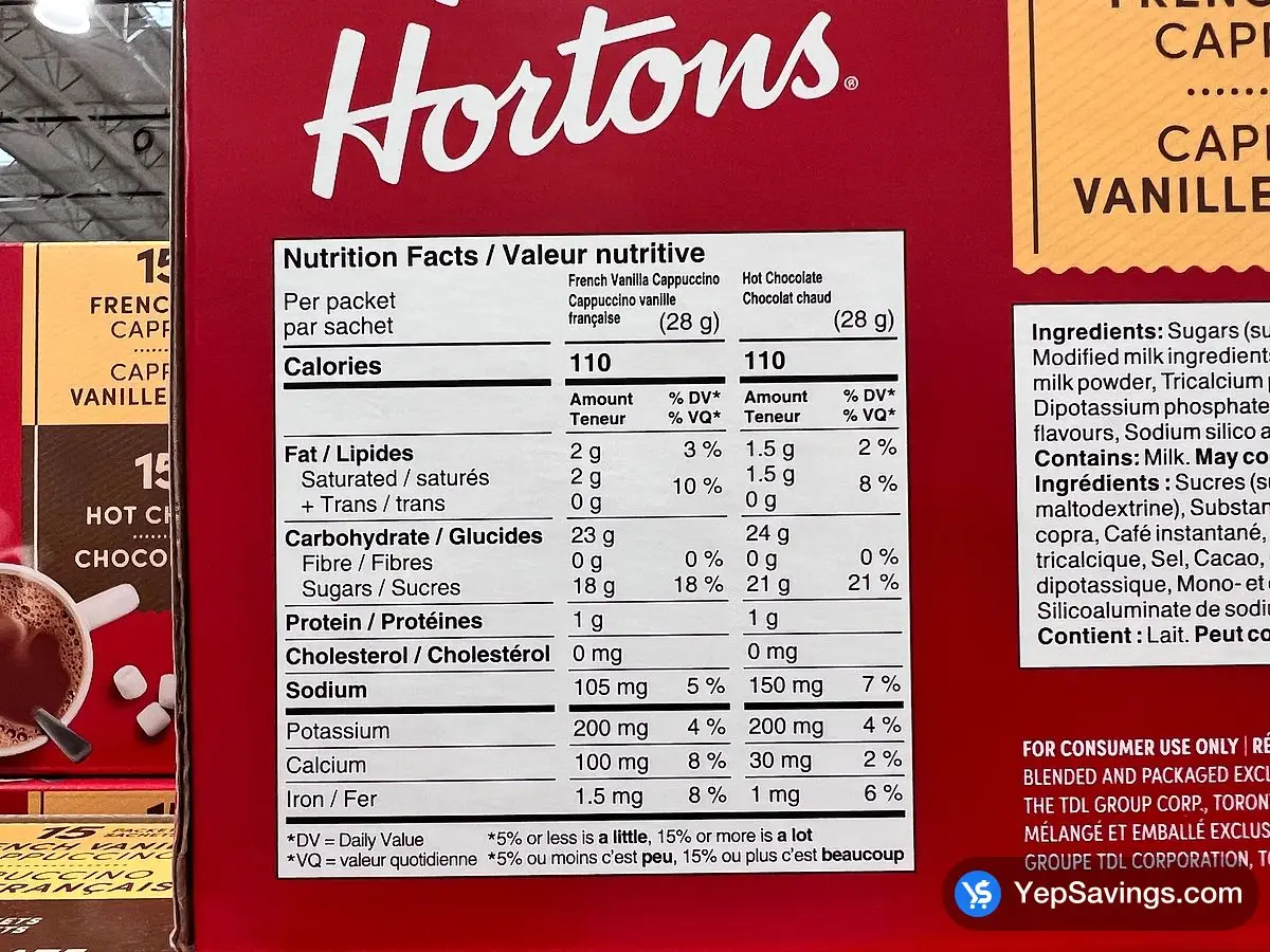 TIM HORTONS HOT CHOCOLATE 30x28g ITM 1451851 at Costco