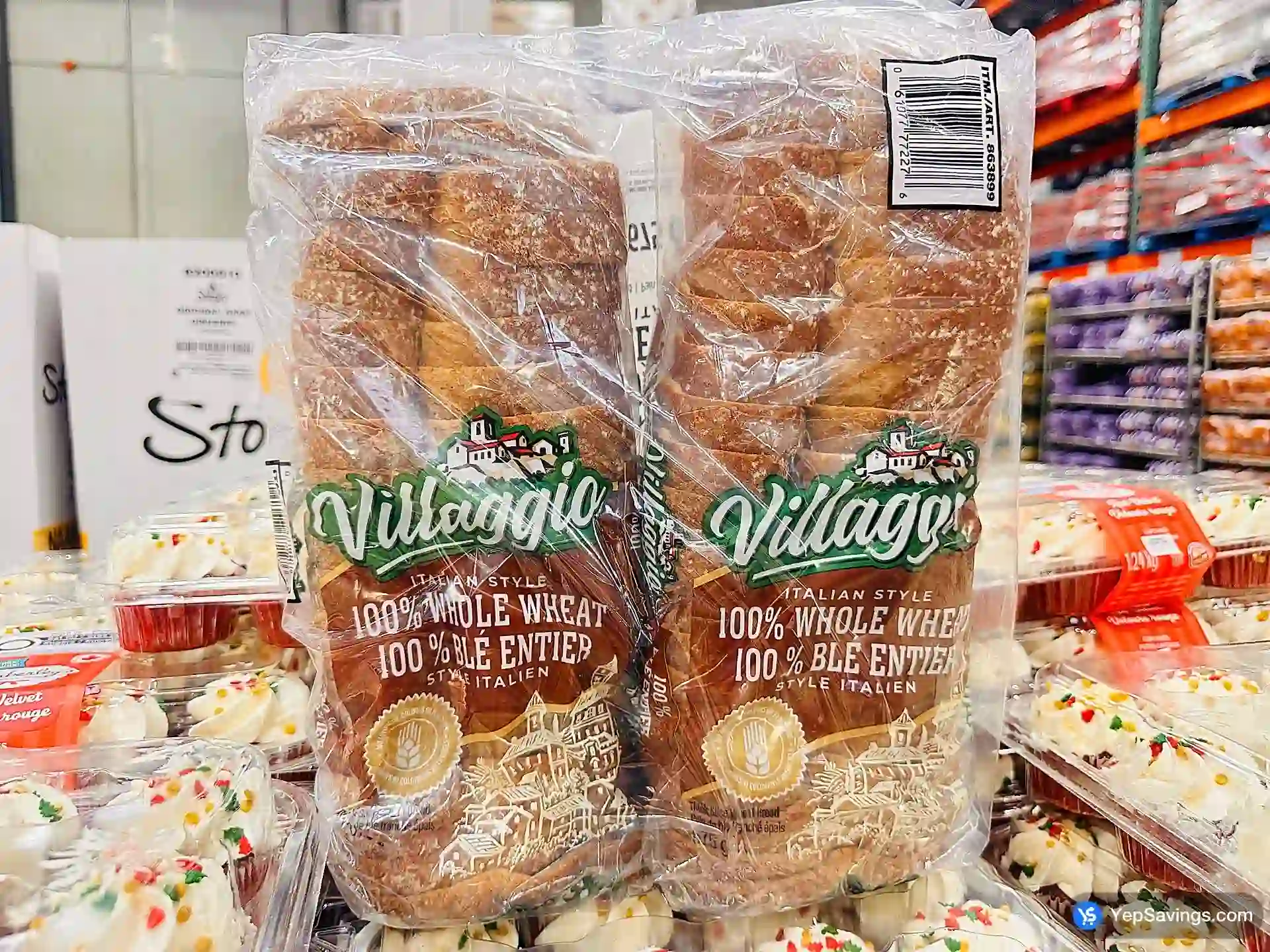 Costco VILLAGGIO 100% WHOLE WHEAT BREAD 2 x 675 g - Canada (ITM 863899)