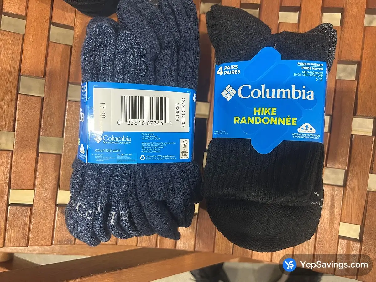 Costco COLUMBIA HIKING SOCK 4PK MENS SIZES 6-12 - Canada (ITM 1688044)