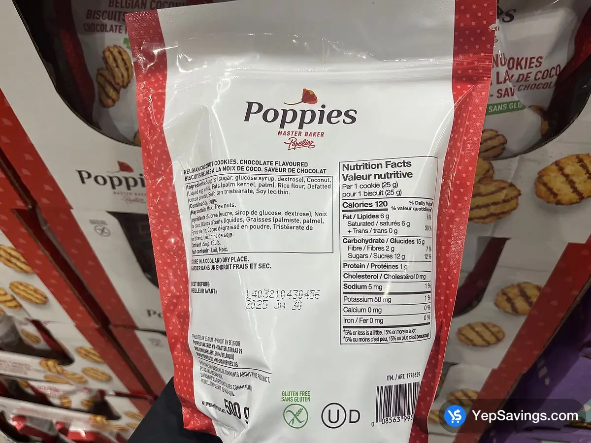 Costco POPPIES COCONUT COOKIES 500 g - Canada (ITM 1778629)