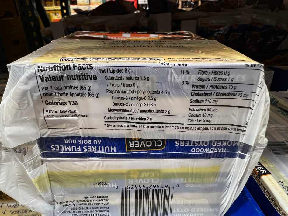Costco CLOVER LEAF SMOKED OYSTERS 8 x 85 g - Canada (ITM 1177367)