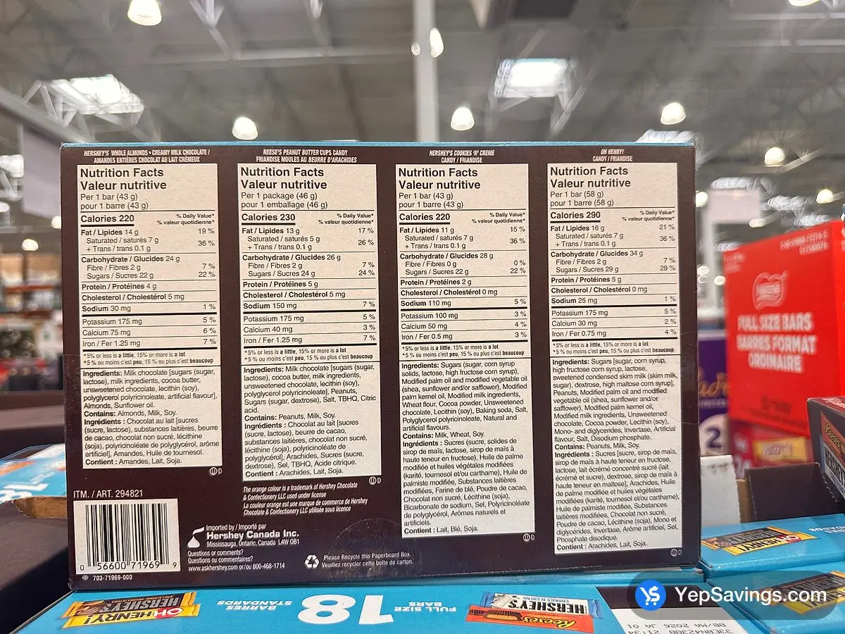 Costco HERSHEY'S ASSORTED BARS PACK OF 18 - Canada (ITM 294821)