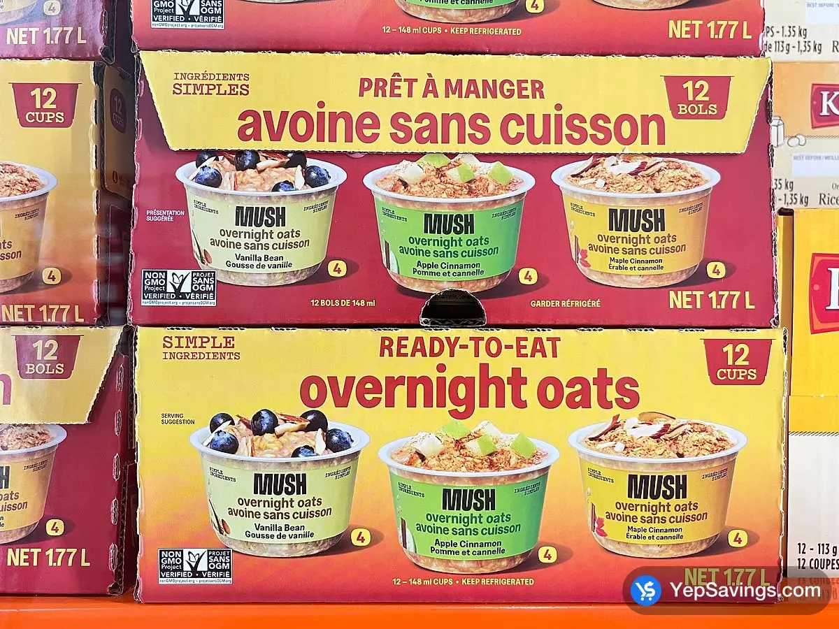 Costco MUSH OVERNIGHT OATS VARIETY 12 x 141g - Canada (ITM 2661161)