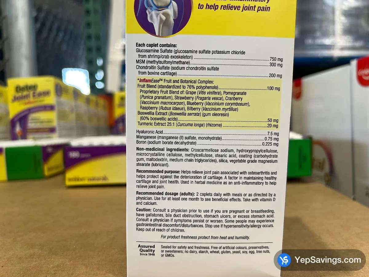 Costco WEBBER NATURALS OSTEO JOINT EASE 180 CAPLETS - Canada (ITM 655360)