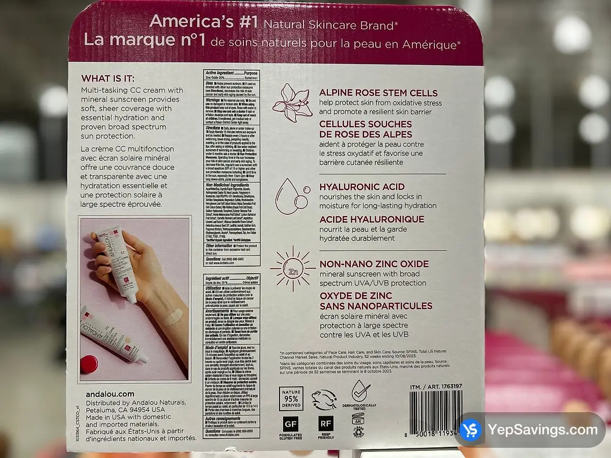 Costco ANDALOU NATURALS CC CREAM SPF 30 2 x 58 mL - Canada (ITM 1763197)