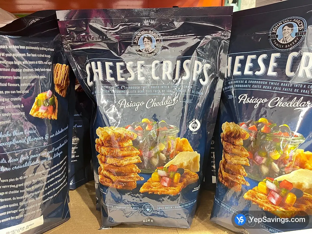 Costco JOHN WM MACY'S ASIAGO CHEDDAR CRISPS 624 g - Canada (ITM 204198)