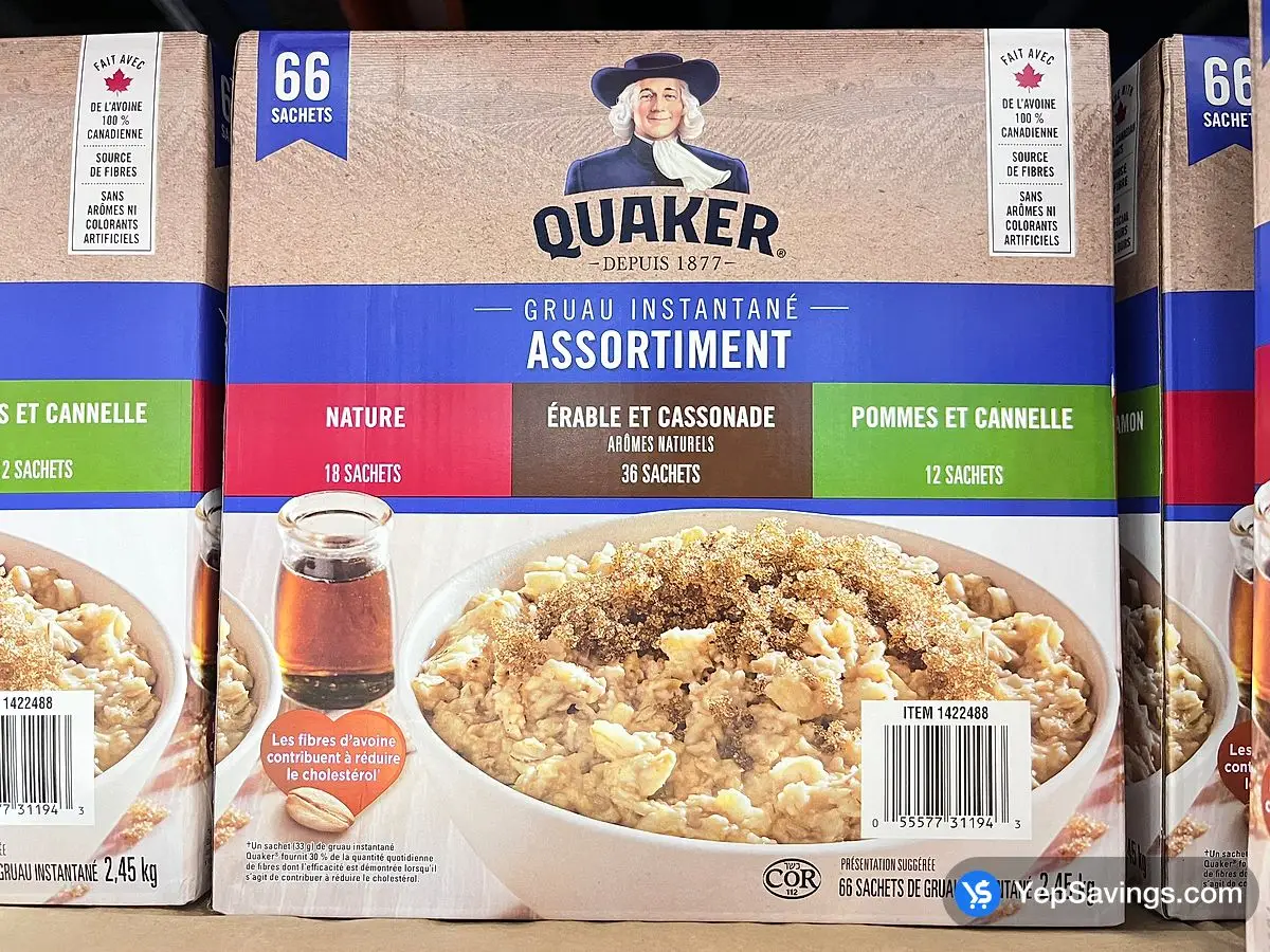 Costco QUAKER INSTANT OATMEAL Pack of 66 - Canada (ITM 1422488)