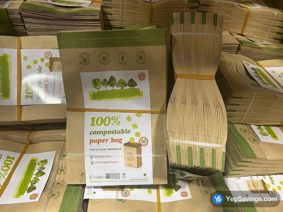 Costco HYTREND COMPOSTABLE PAPER BAGS PACK OF 50 - Canada (ITM 1845733)