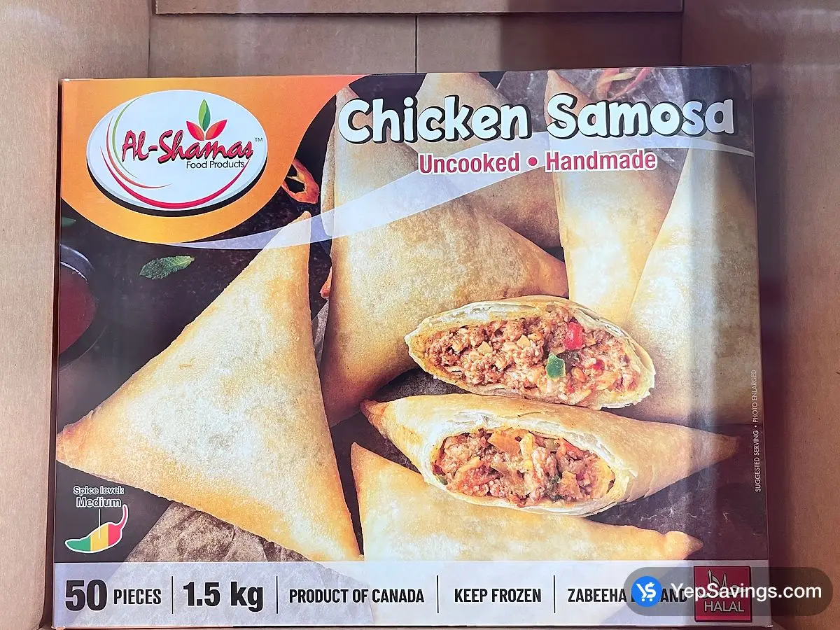 Costco AL SHAMAS CHICKEN SAMOSA 1.5 kg - Canada (ITM 3768778)
