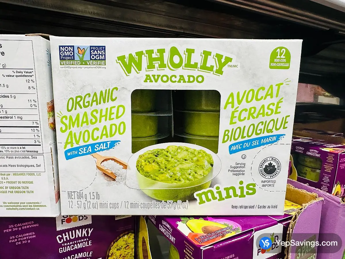 Costco WHOLLY GUACAMOLE ORGANIC SMASHD AVOCADO 12 x 57 g - Canada (ITM 1816281)