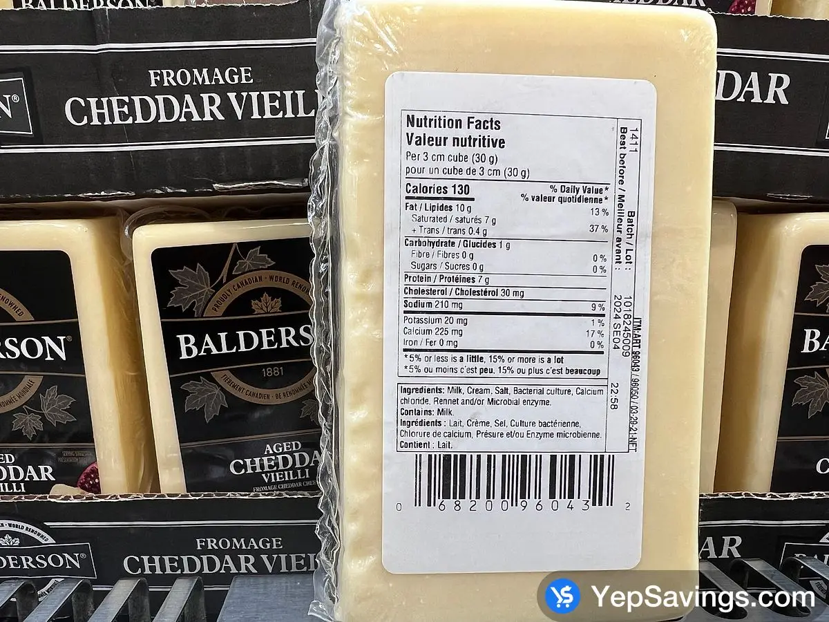 Costco BALDERSON 5 YEAR OLD CHEDDAR 500 g - Canada (ITM 96043)