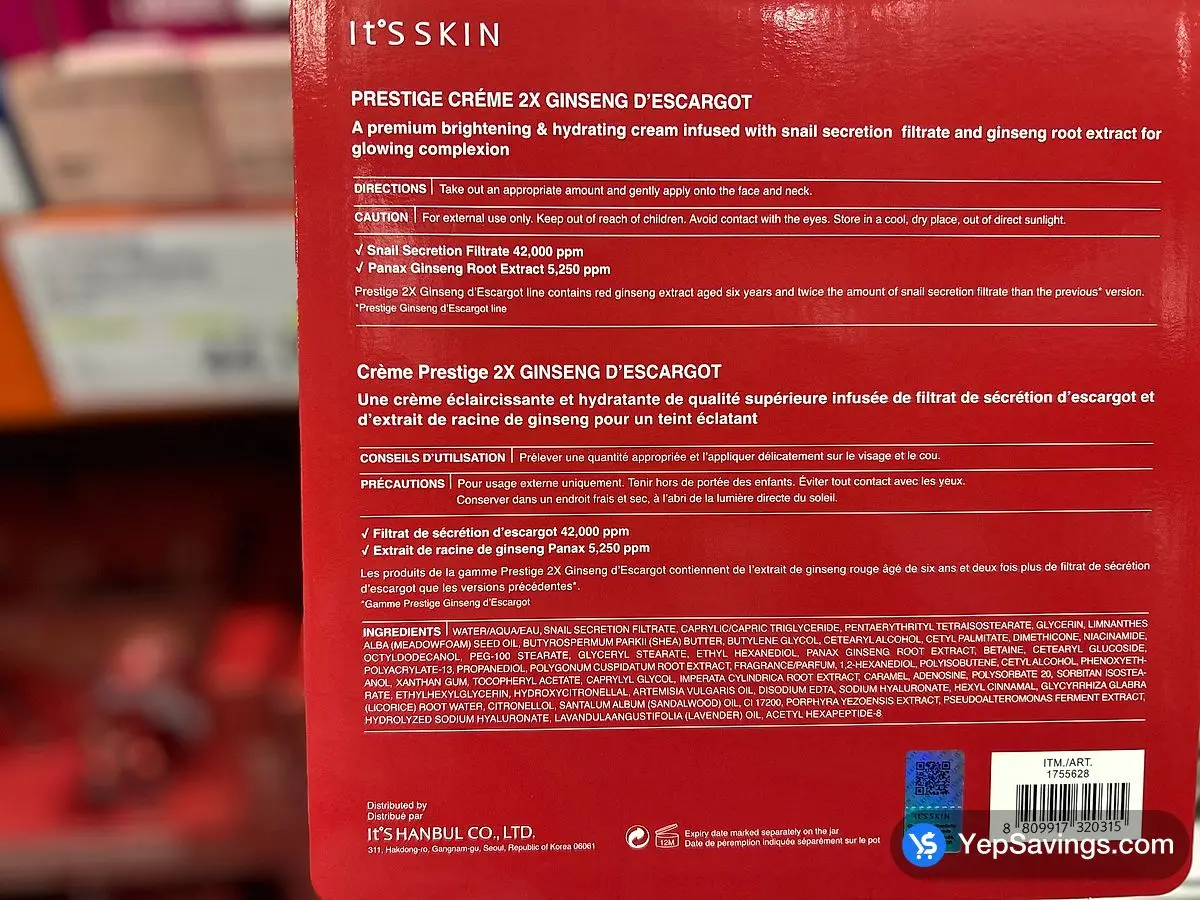 IT'S SKIN PRESTIGE ESCARGOT CREAM 60 mL ITM 1755628 at Costco