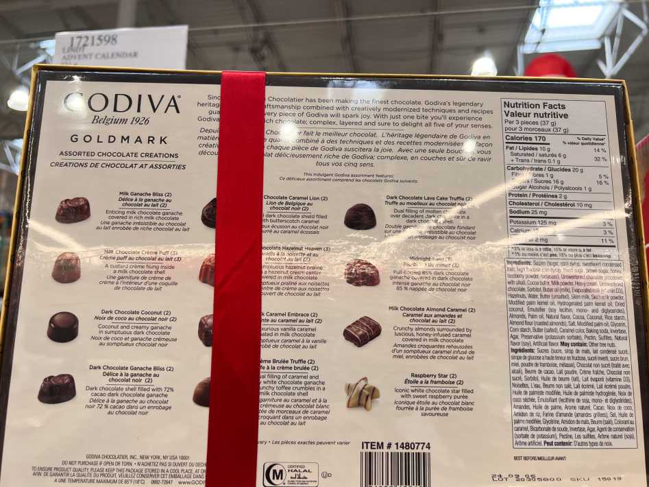 Costco GODIVA BELGIAN CHOCOLATES 303 g - Canada (ITM 1480774)