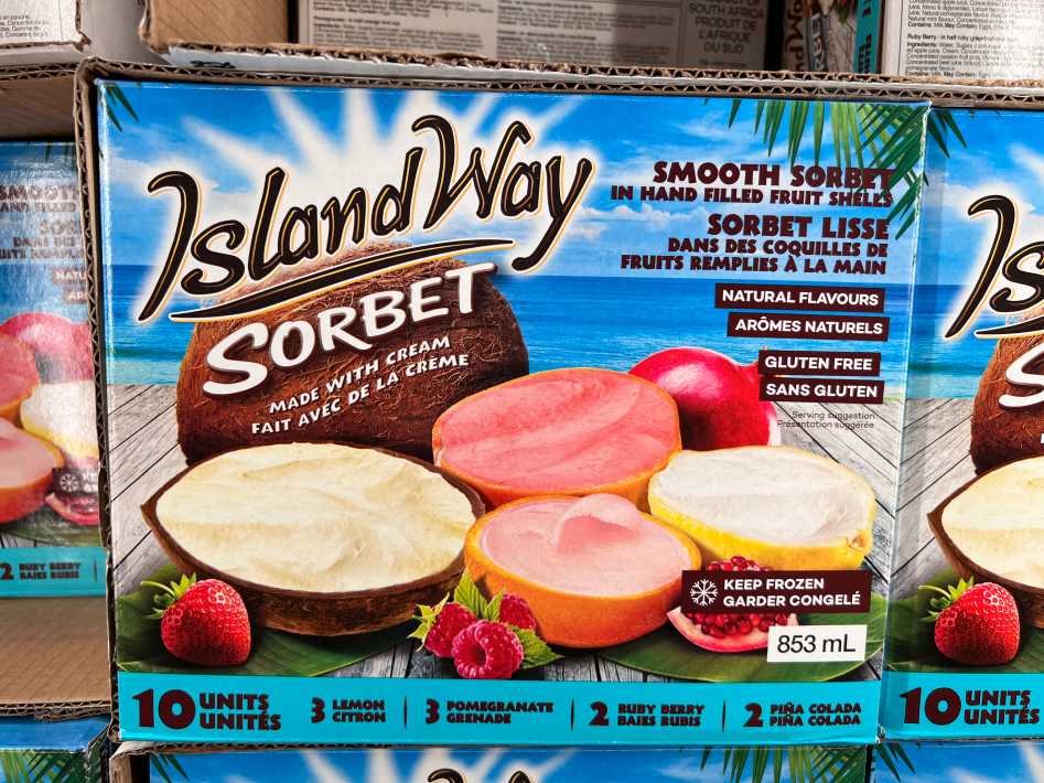 ISLAND WAY ASSORTED FRUIT SORBET 853 ml ITM 1122305 at Costco