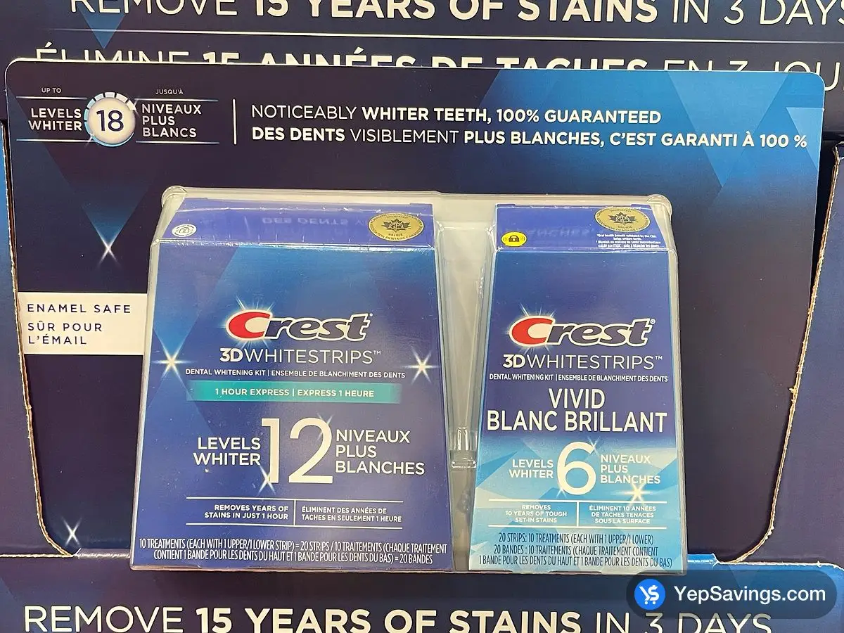 Costco CREST 3D WHITESTRIPS VIVID WHITE + 1 HR EXP 1 X 20+1 X 20 STRIPS - Canada (ITM 1517853)