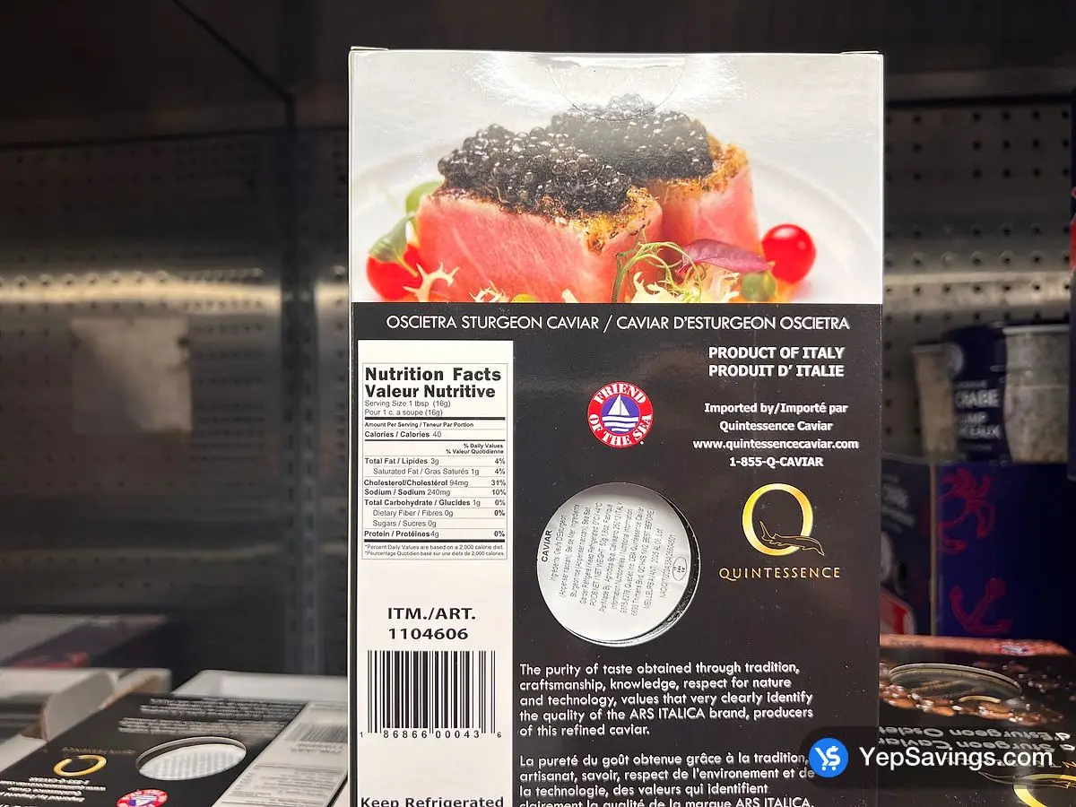 Costco QUINTESSENCE STURGEON CAVIAR 50 g - Canada (ITM 1104606)