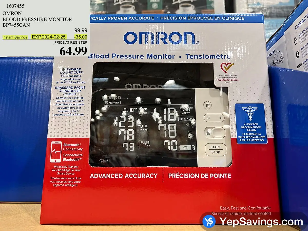 OMRON BLOOD PRESSURE MONITOR BP7455CAN at Costco Ancaster Hamilton