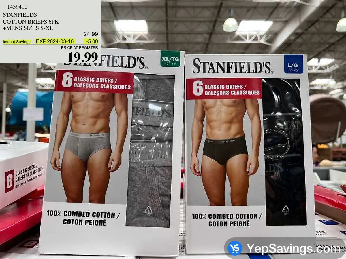 STANFIELDS COTTON BRIEFS 6PK +MENS SIZES S-XL at Costco Beacon Hill Calgary