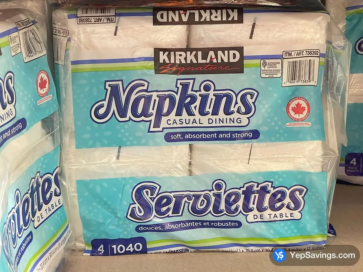 Costco KIRKLAND SIGNATURE NAPKINS 4 x 260 ct - Canada (ITM 738392)