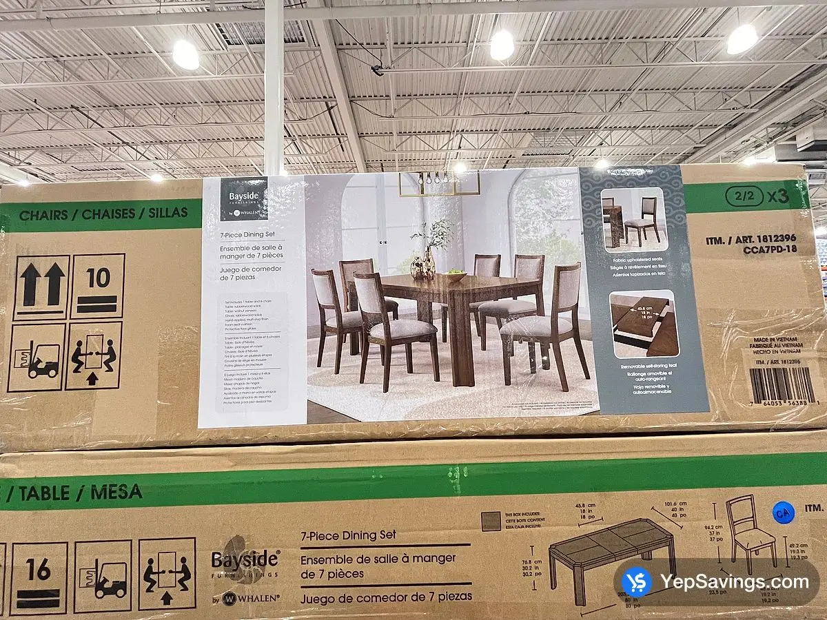 Costco BAYSIDE FURNITURE 7PC DINING SET 4 BOXES - Canada (ITM 1812396)