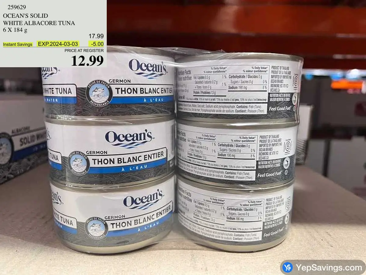 OCEAN'S SOLID WHITE ALBACORE TUNA 6 X 184 g at Costco 693 Wonderland Rd