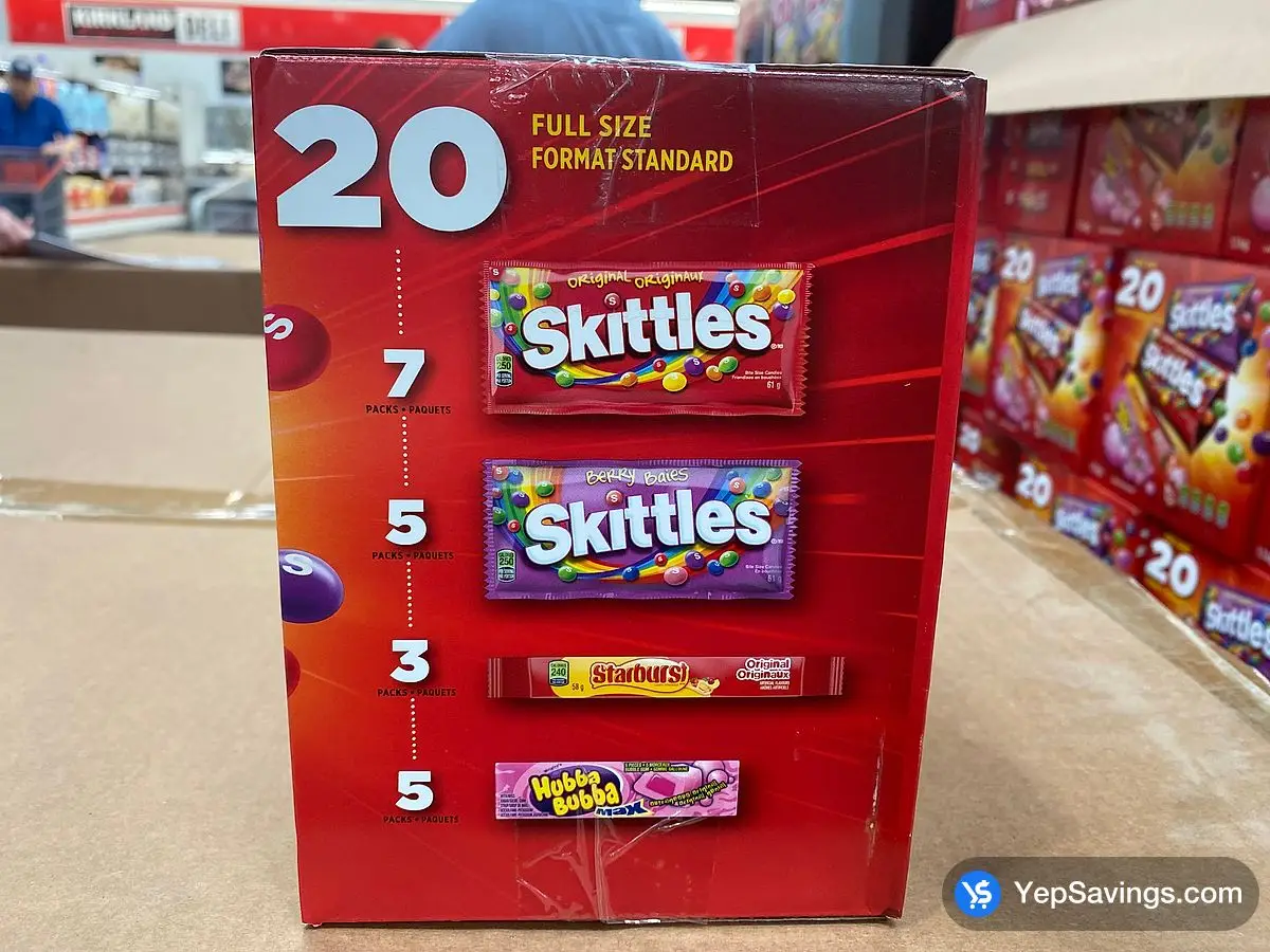 Costco SKITTLES STARBURST HUBBA VARIETY 20 CT 1.1 kg - Canada (ITM 1800927)