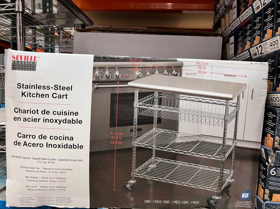 SEVILLE CLASSICS STAINLESS STEEL PREP CART ITM 1326254 at Costco